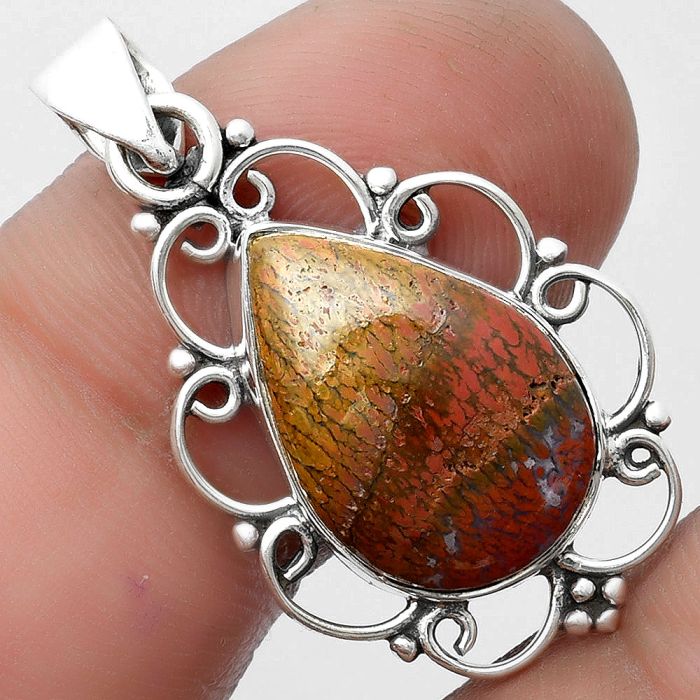 Natural Red Moss Agate Pendant SDP103496 P-1699, 12x17 mm