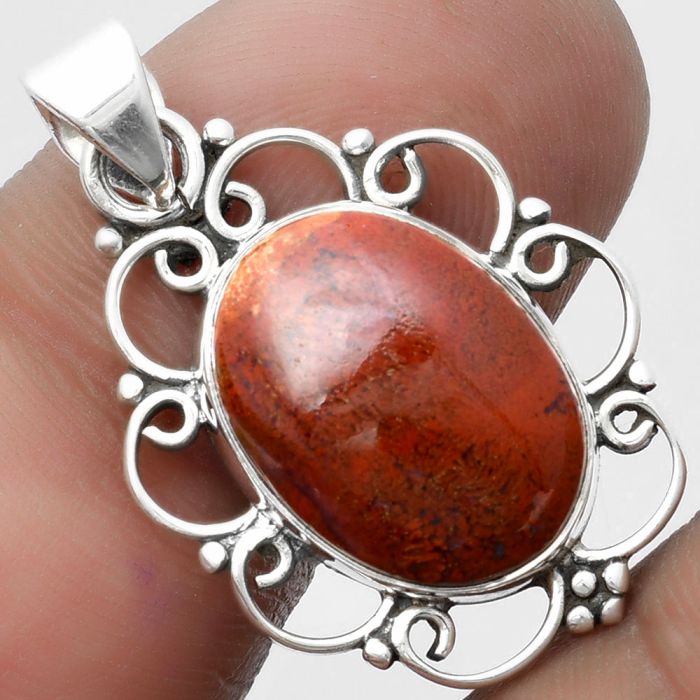 Natural Red Moss Agate Pendant SDP103499 P-1699, 12x16 mm