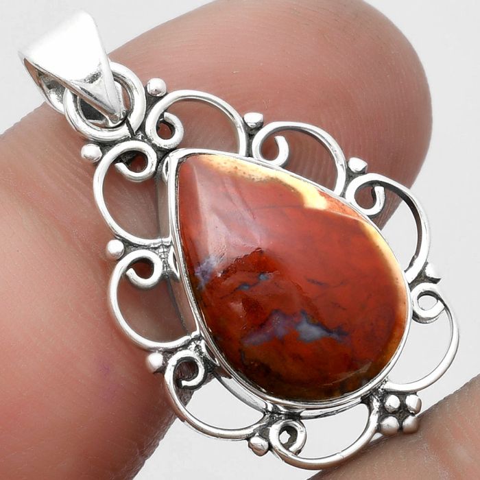 Natural Red Moss Agate Pendant SDP103503 P-1699, 12x17 mm