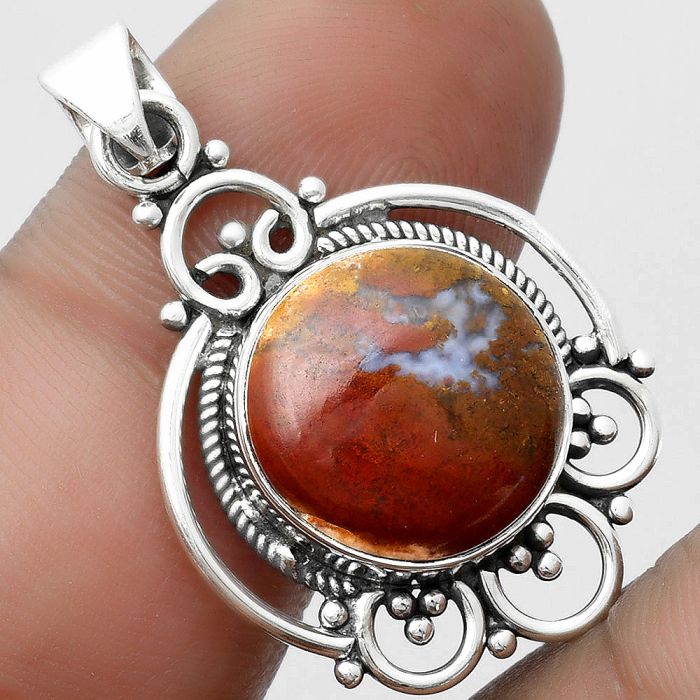 Natural Red Moss Agate Pendant SDP103521 P-1569, 14x14 mm