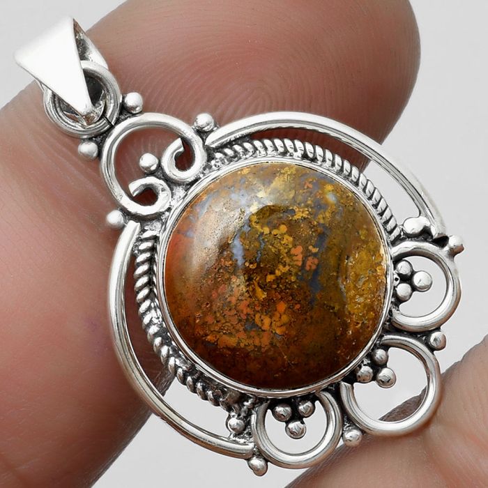 Natural Red Moss Agate Pendant SDP103526 P-1569, 14x14 mm