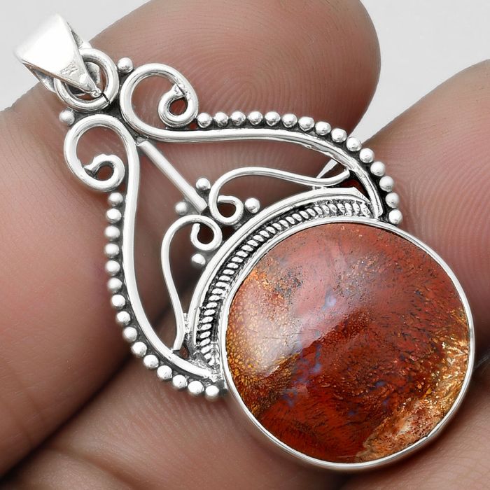 Natural Red Moss Agate Pendant SDP103557 P-1541, 18x18 mm