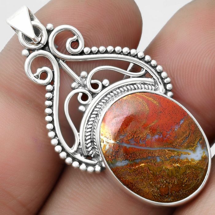 Natural Red Moss Agate Pendant SDP103574 P-1541, 16x19 mm