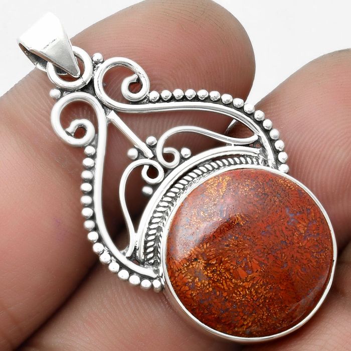 Natural Red Moss Agate Pendant SDP103598 P-1541, 18x18 mm