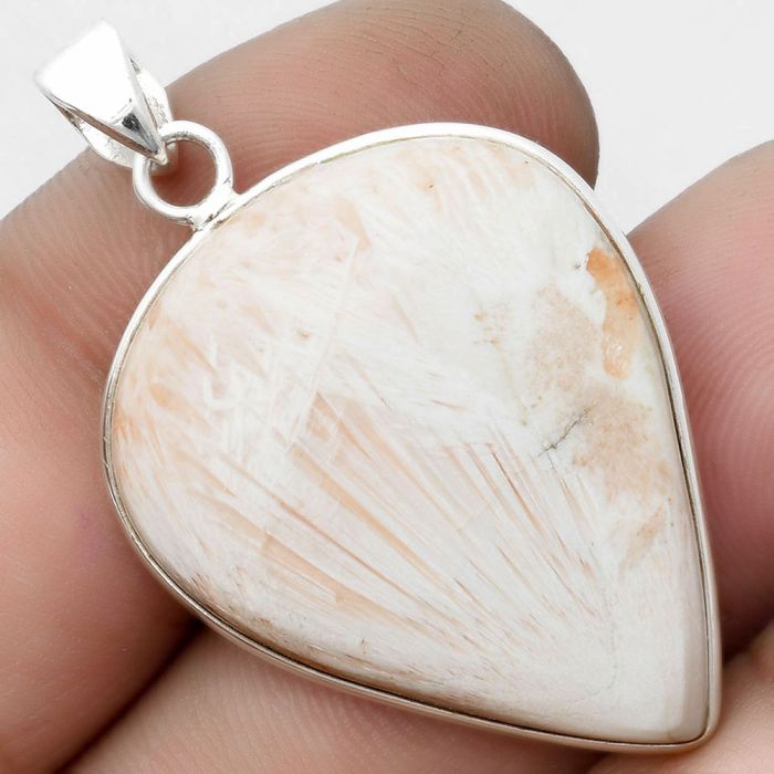 Natural Orange Scolecite - India Pendant SDP103604 P-1001, 24x30 mm