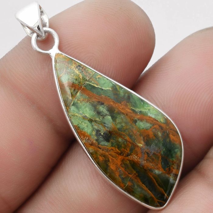 Natural Turkish Rainforest Chrysocolla Pendant SDP103630 P-1001, 14x31 mm