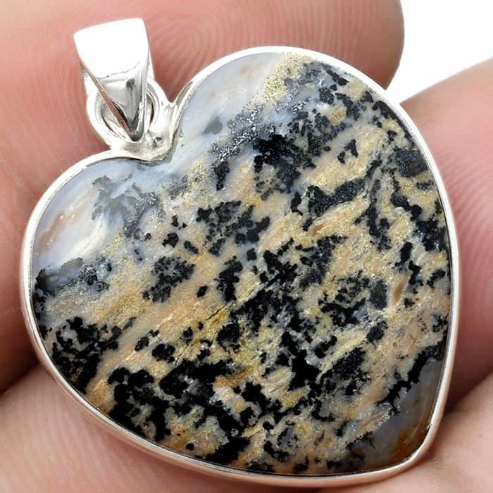 Valentine Gift Heart Russian Honey Dendrite Opal Pendant SDP103659 P-1043, 24x24 mm