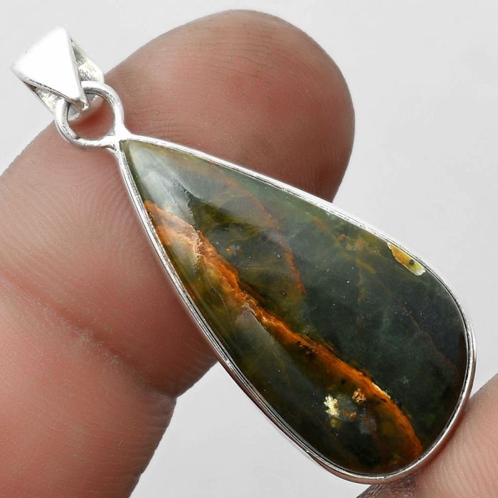 Natural Turkish Rainforest Chrysocolla Pendant SDP103772 P-1001, 14x28 mm