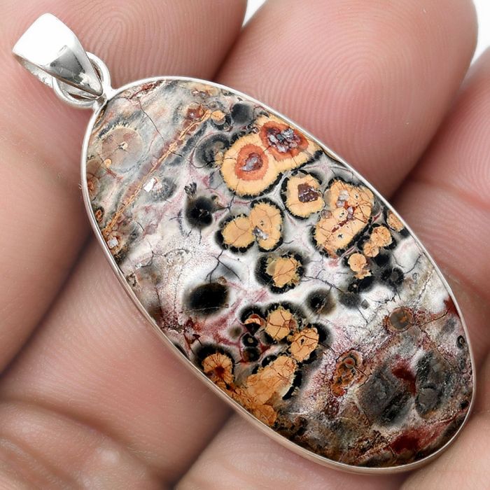 Natural Leopard Skin Jasper Pendant SDP103806 P-1001, 20x37 mm