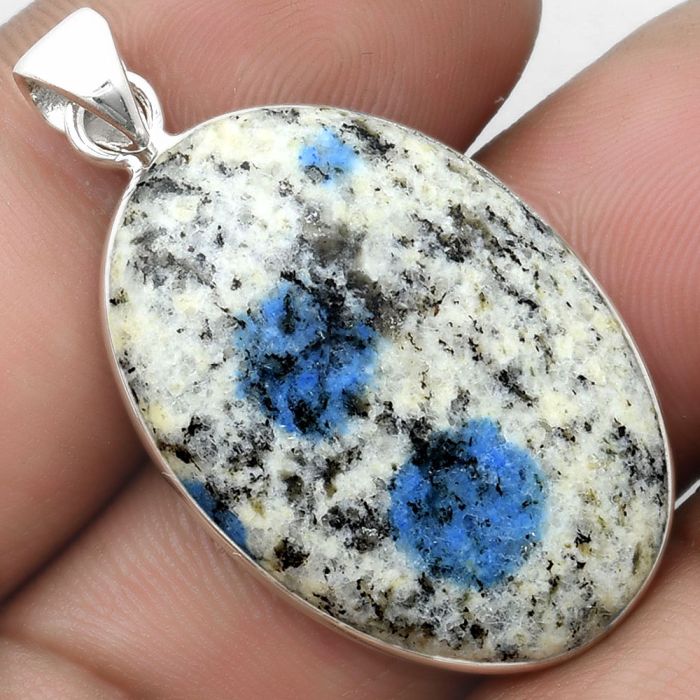 Natural K2 Blue - Azurite In Quartz Pendant SDP103814 P-1001, 16x29 mm