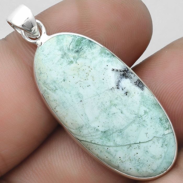 Dendritic Chrysoprase - Africa 925 Sterling Silver Pendant Jewelry SDP103824 P-1001, 16x32 mm