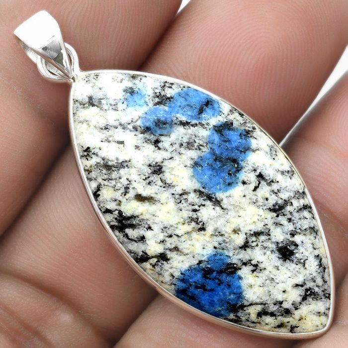 Natural K2 Blue - Azurite In Quartz Pendant SDP103907 P-1001, 20x38 mm