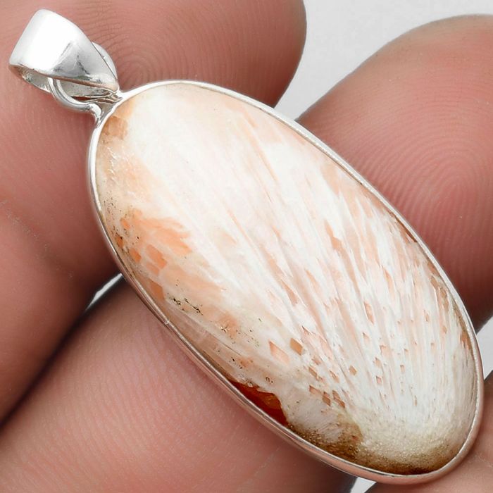 Natural Orange Scolecite - India Pendant SDP103970 P-1001, 15x31 mm