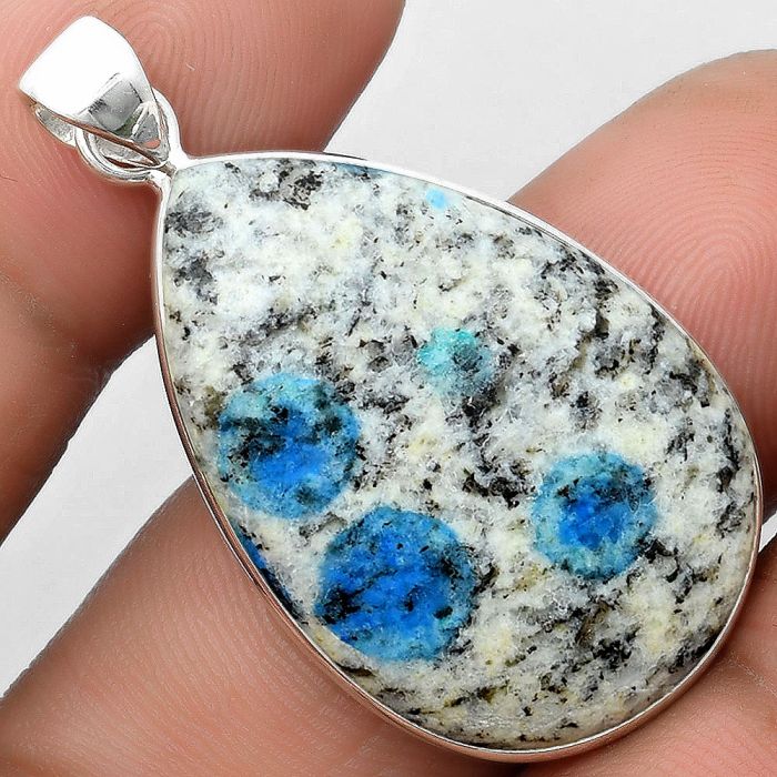 Natural K2 Blue - Azurite In Quartz Pendant SDP103982 P-1001, 21x30 mm