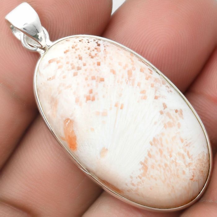 Natural Orange Scolecite - India Pendant SDP104066 P-1001, 19x33 mm