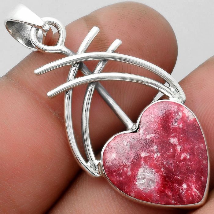 Valentine Gift Heart Natural Pink Thulite - Norway Pendant SDP104250 P-1010, 16x17 mm