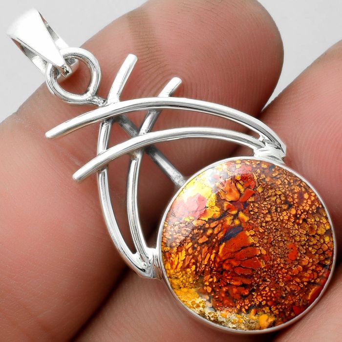 Natural Red Moss Agate Pendant SDP104256 P-1010, 17x17 mm