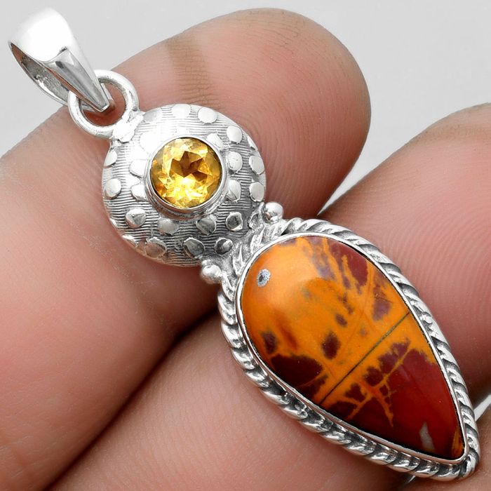 Natural Noreena Jasper & Citrine Pendant SDP104274 P-1299, 10x20 mm