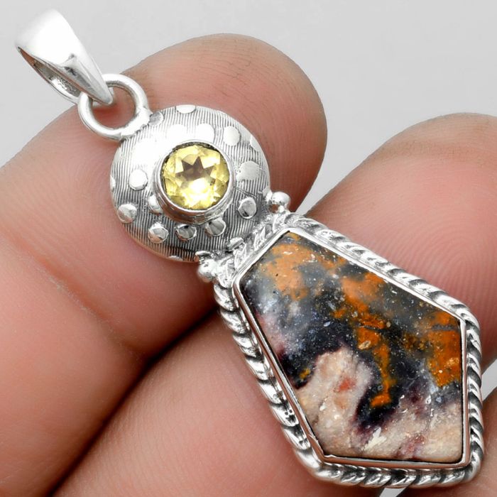 Natural Indian Blanket Jasper & Citrine Pendant SDP104289 P-1299, 14x21 mm