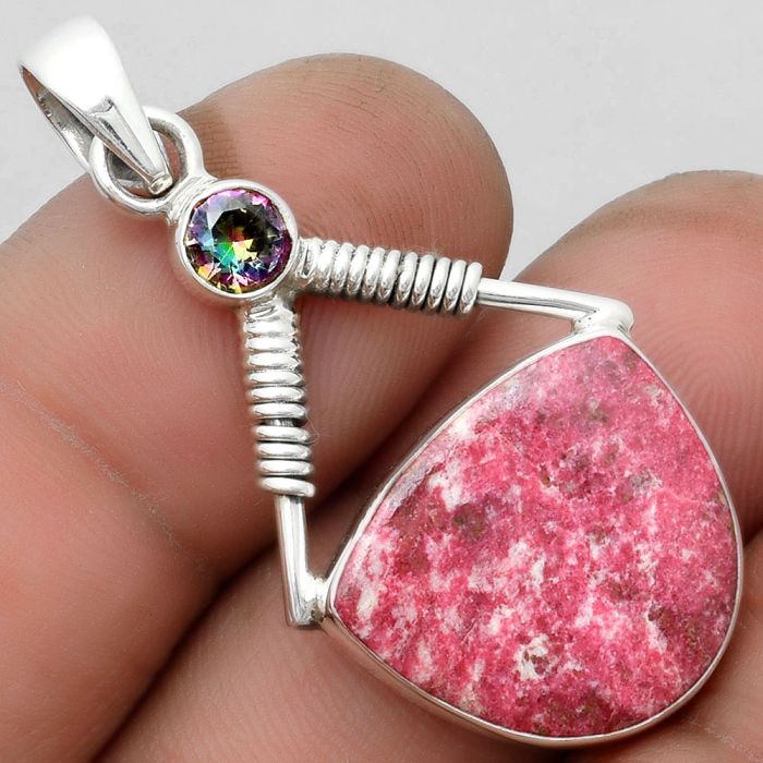 Pink Thulite - Norway & Mystic Topaz Pendant SDP104356 P-1600, 16x18 mm