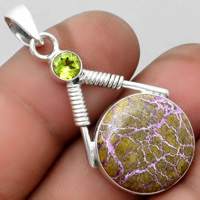 Purpurite - South Africa & Peridot Pendant SDP104362 P-1600, 17x17 mm