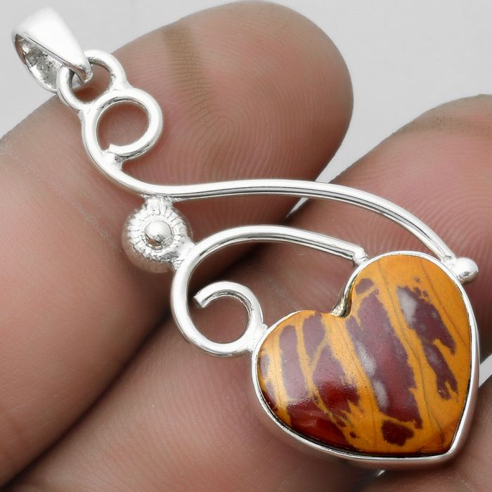 Valentine Gift Heart Natural Noreena Jasper Pendant SDP104498 P-1352, 16x17 mm