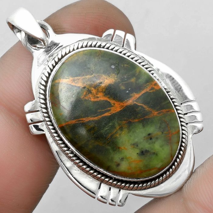 Natural Turkish Rainforest Chrysocolla Pendant SDP104517 P-1463, 17x24 mm