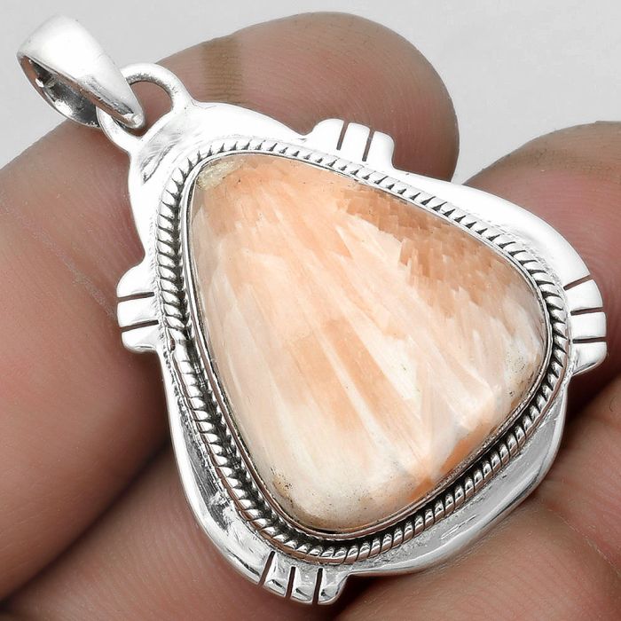 Natural Orange Scolecite - India Pendant SDP104523 P-1463, 20x23 mm