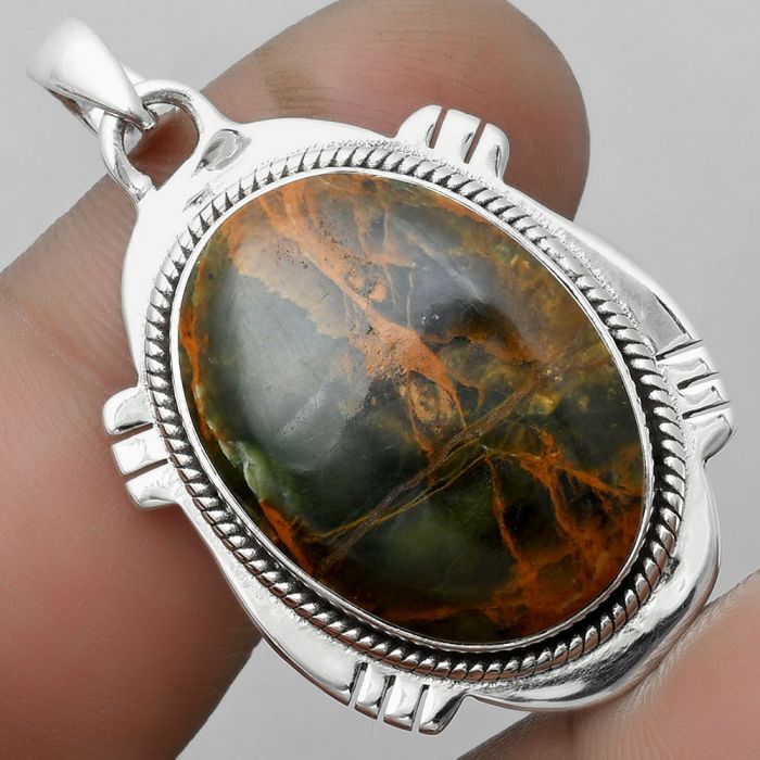 Natural Turkish Rainforest Chrysocolla Pendant SDP104527 P-1463, 17x23 mm