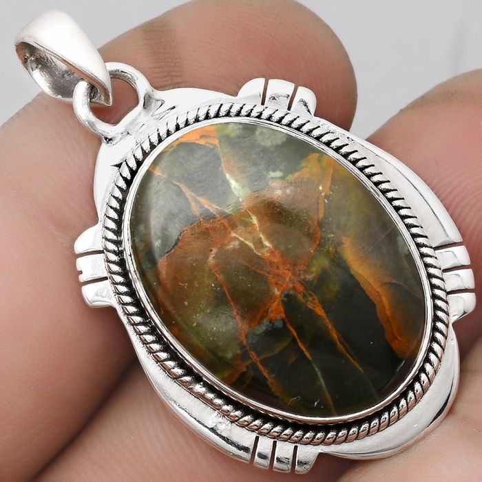 Natural Turkish Rainforest Chrysocolla Pendant SDP104555 P-1463, 17x23 mm