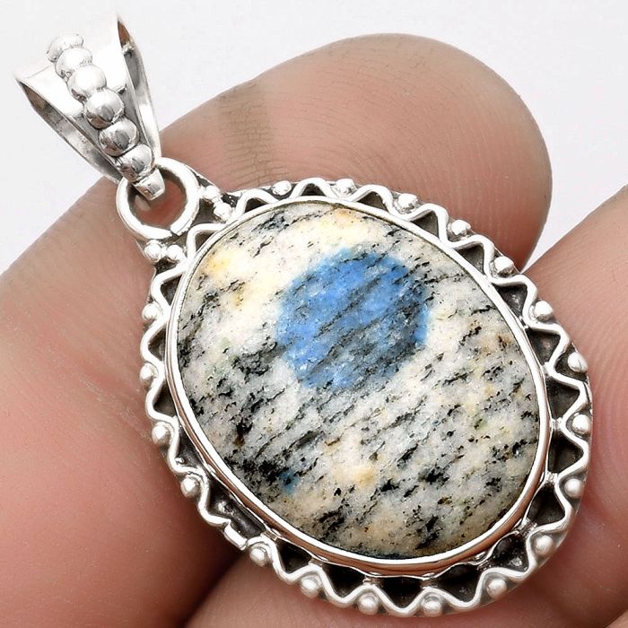 Natural K2 Blue - Azurite In Quartz Pendant SDP104634 P-1514, 15x20 mm