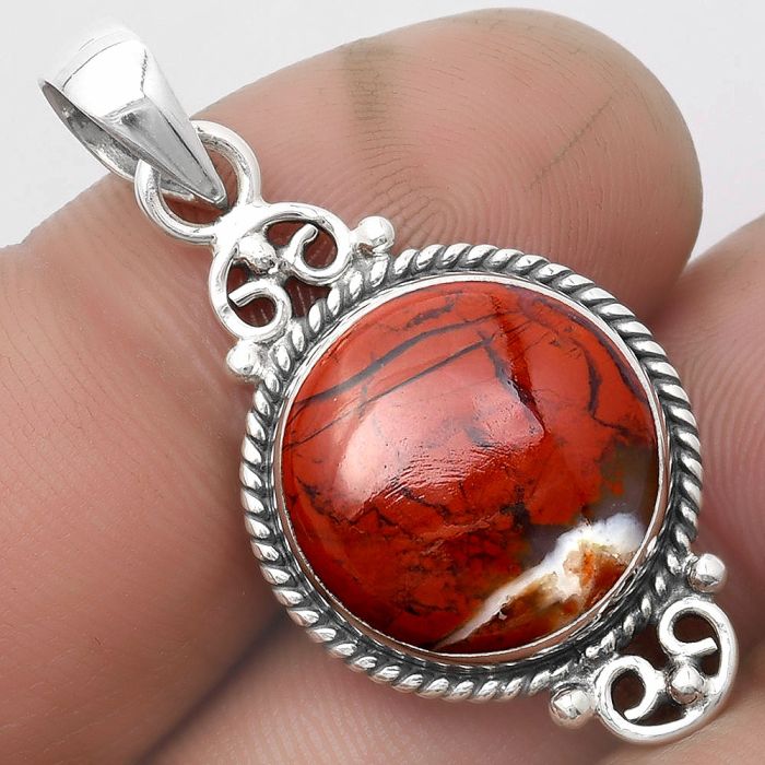 Natural Red Moss Agate Pendant SDP104706 P-1696, 15x15 mm