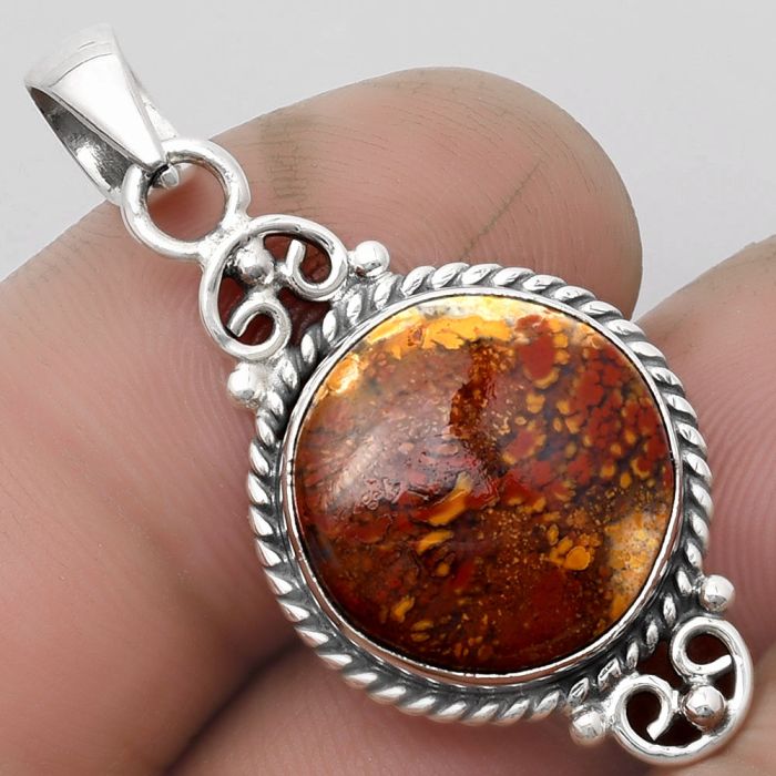 Natural Red Moss Agate Pendant SDP104715 P-1696, 15x15 mm