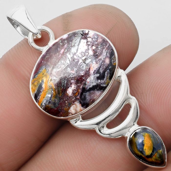 Indian Blanket Jasper & Pietersite Pendant SDP104838 P-1693, 14x18 mm