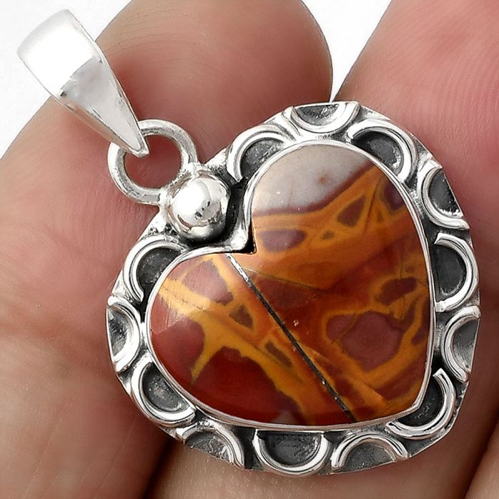 Valentine Gift Heart Natural Noreena Jasper Pendant SDP104854 P-1242, 16x17 mm