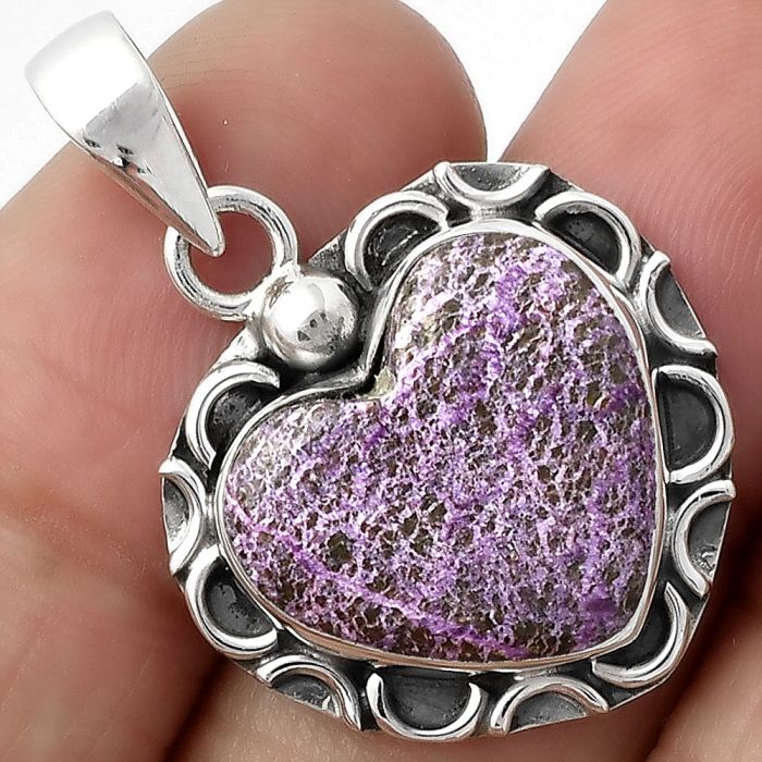 Valentine Gift Heart Natural Purpurite - South Africa Pendant SDP104882 P-1242, 16x17 mm