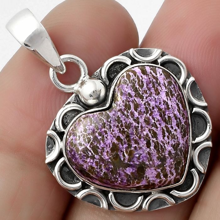 Valentine Gift Heart Natural Purpurite - South Africa Pendant SDP104892 P-1242, 16x18 mm