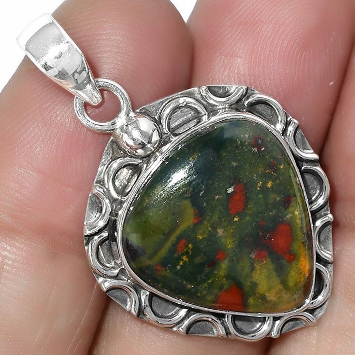 Natural Blood Stone - India Pendant SDP104893 P-1242, 18x20 mm