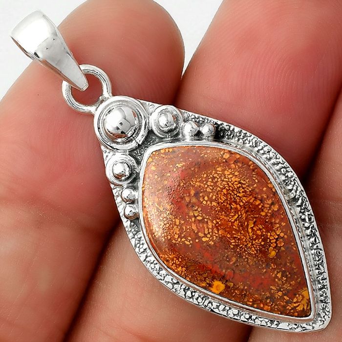 Natural Red Moss Agate Pendant SDP104906 P-1350, 14x23 mm