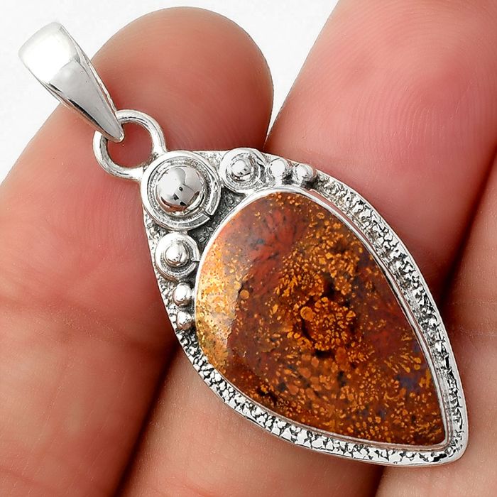 Natural Red Moss Agate Pendant SDP104918 P-1350, 14x22 mm