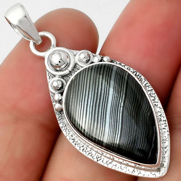 Crown Of Silver Psilomelane - Black Malachite Pendant SDP104924 P-1350, 15x23 mm