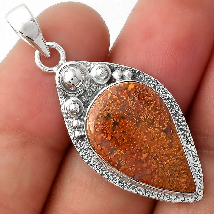 Natural Red Moss Agate Pendant SDP104925 P-1350, 14x22 mm