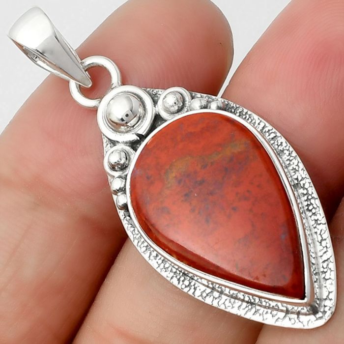 Natural Red Moss Agate Pendant SDP104938 P-1350, 14x22 mm