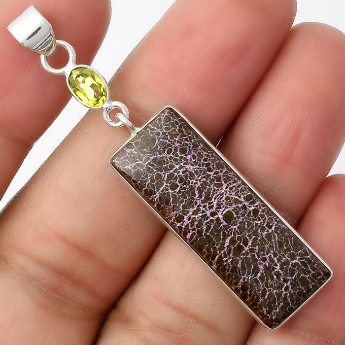 Purpurite - South Africa & Peridot Pendant SDP104997 P-1098, 11x31 mm