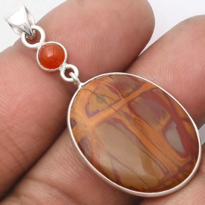 Natural Noreena Jasper & Carnelian Pendant SDP105155 P-1098, 20x27 mm