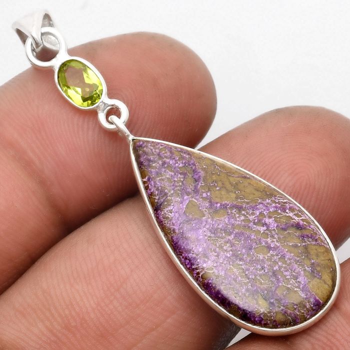 Purpurite - South Africa & Peridot Pendant SDP105161 P-1098, 14x28 mm