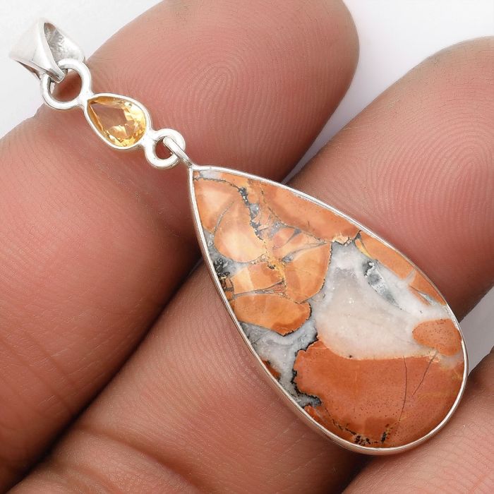 Maligano Jasper - Indonesia & Citrine Pendant SDP105222 P-1098, 15x29 mm