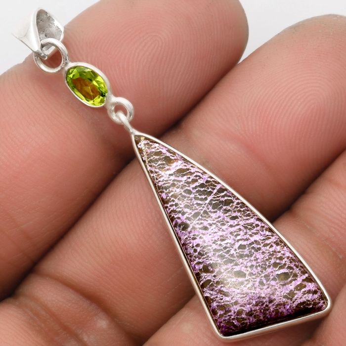 Purpurite - South Africa & Peridot Pendant SDP105251 P-1098, 13x31 mm