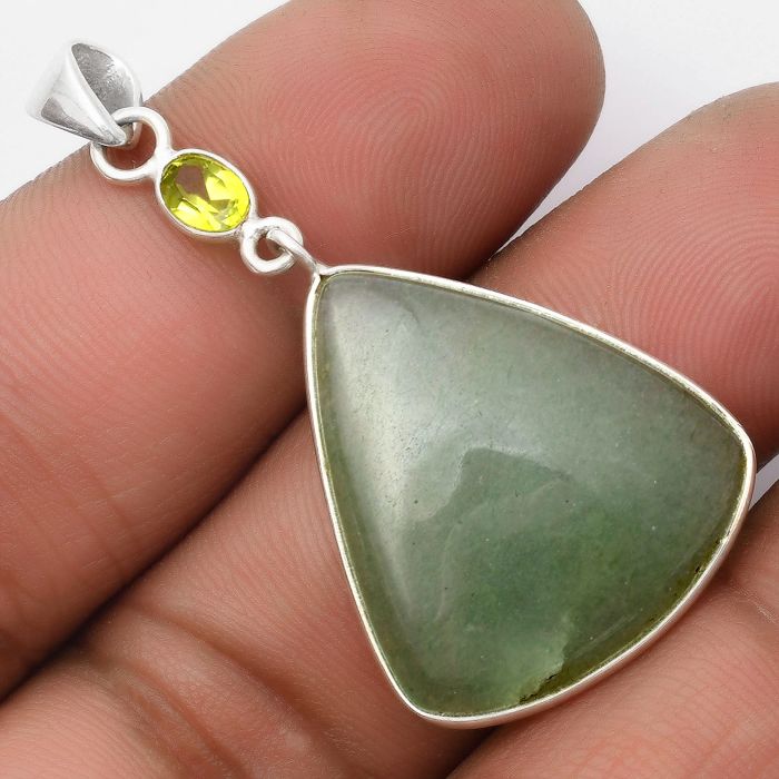 Natural Green Aventurine & Peridot Pendant SDP105490 P-1098, 24x26 mm