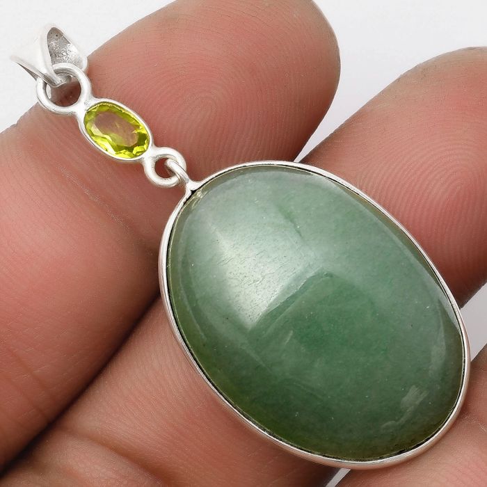 Natural Green Aventurine & Peridot Pendant SDP105510 P-1098, 20x28 mm